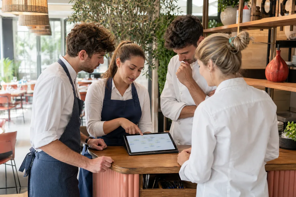 staff ristorante che pianifica azioni pratiche su prenotazioni e clienti
