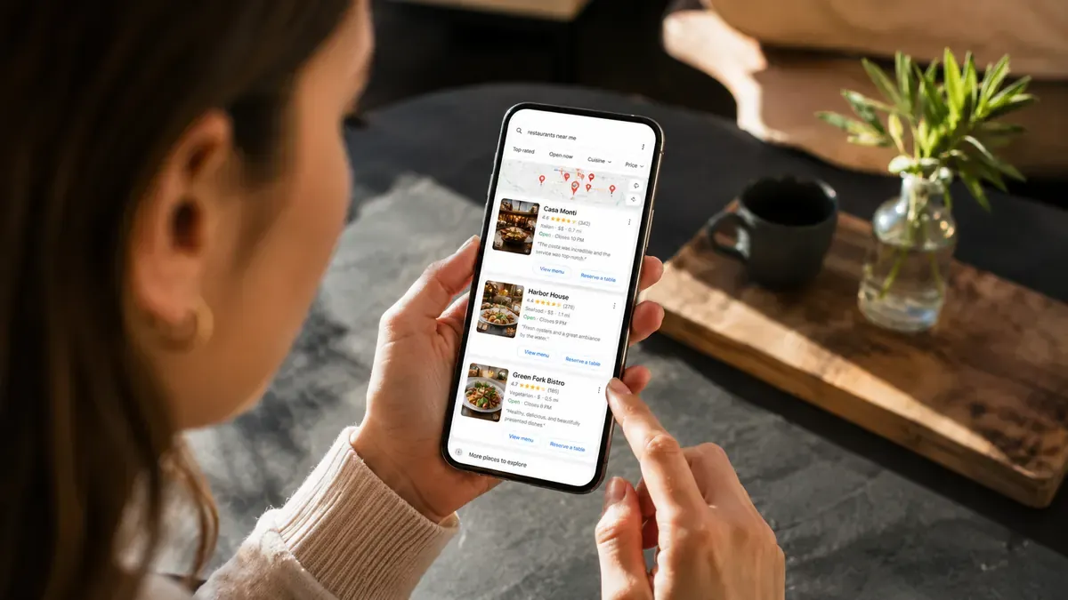 cliente che confronta ristoranti online prima di prenotare