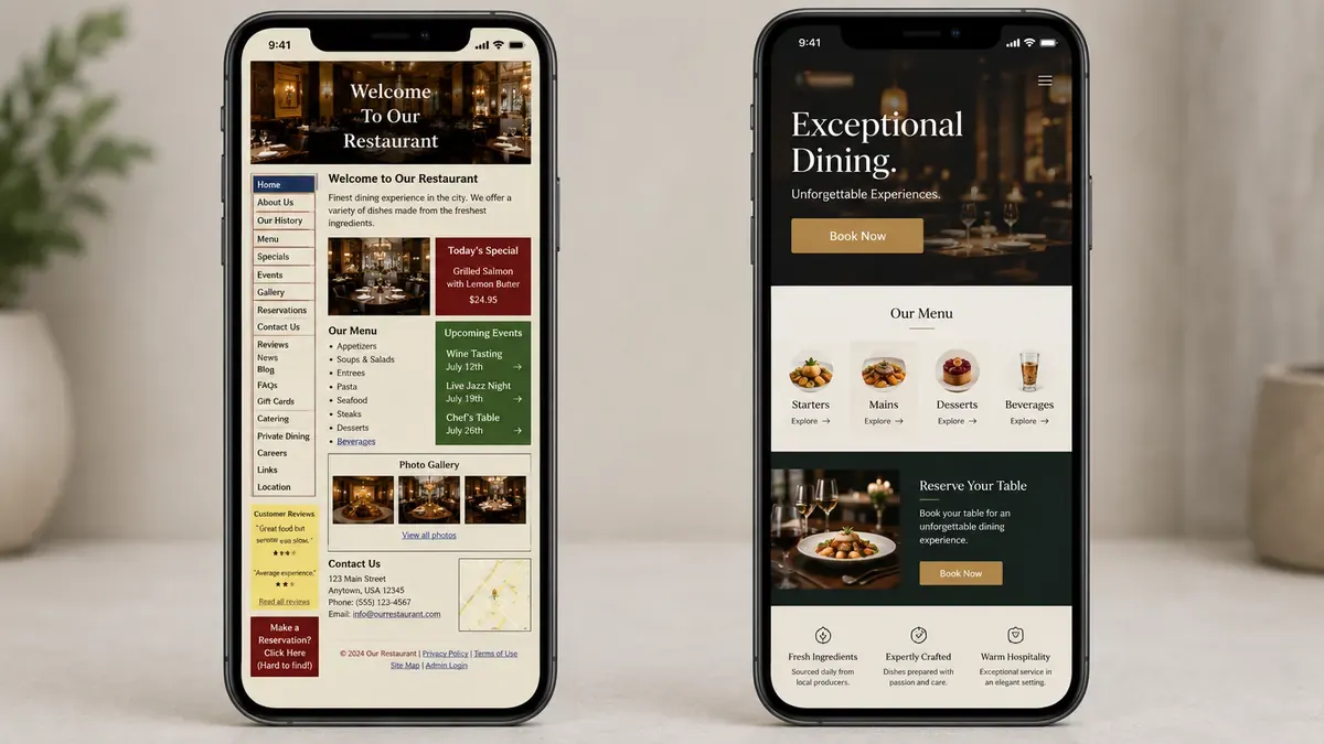 sito ristorante che non converte prenotazioni