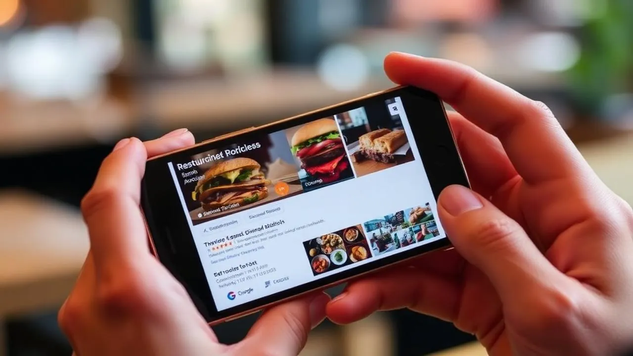 cliente che confronta ristoranti online prima di prenotare
