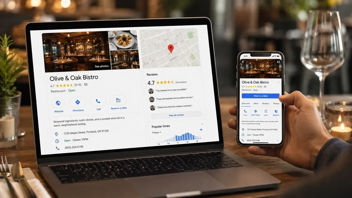 scheda Google di un ristorante ottimizzata per prenotazioni dirette