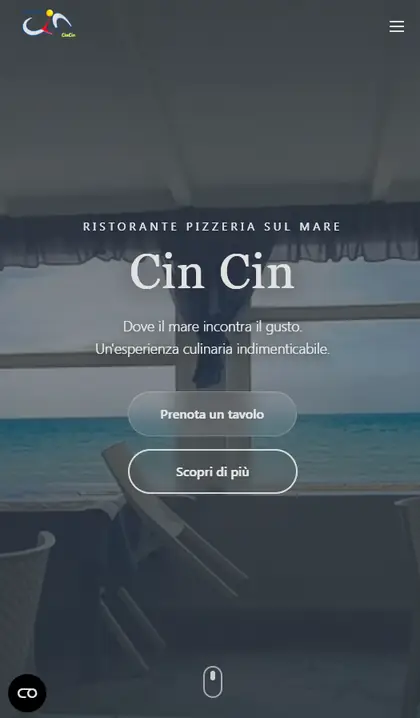 Sito web mobile del Ristorante CinCin con prenotazione online