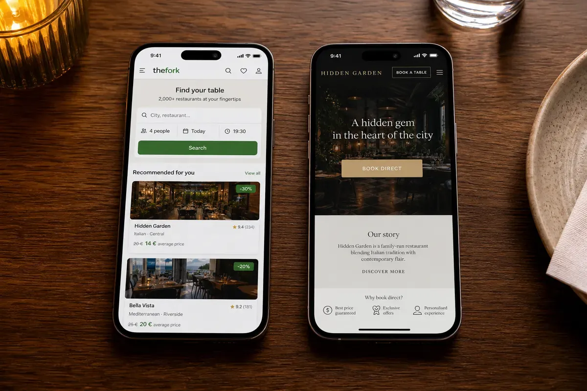 cliente che confronta TheFork e prenotazione diretta dal sito del ristorante